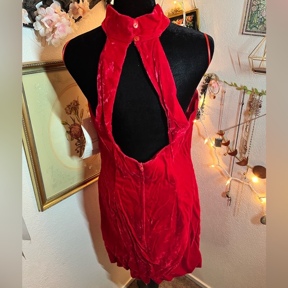 Vintage Gunne Sax Jessica McClintock Red Velvet Choker Dress - Picture 5 of 5